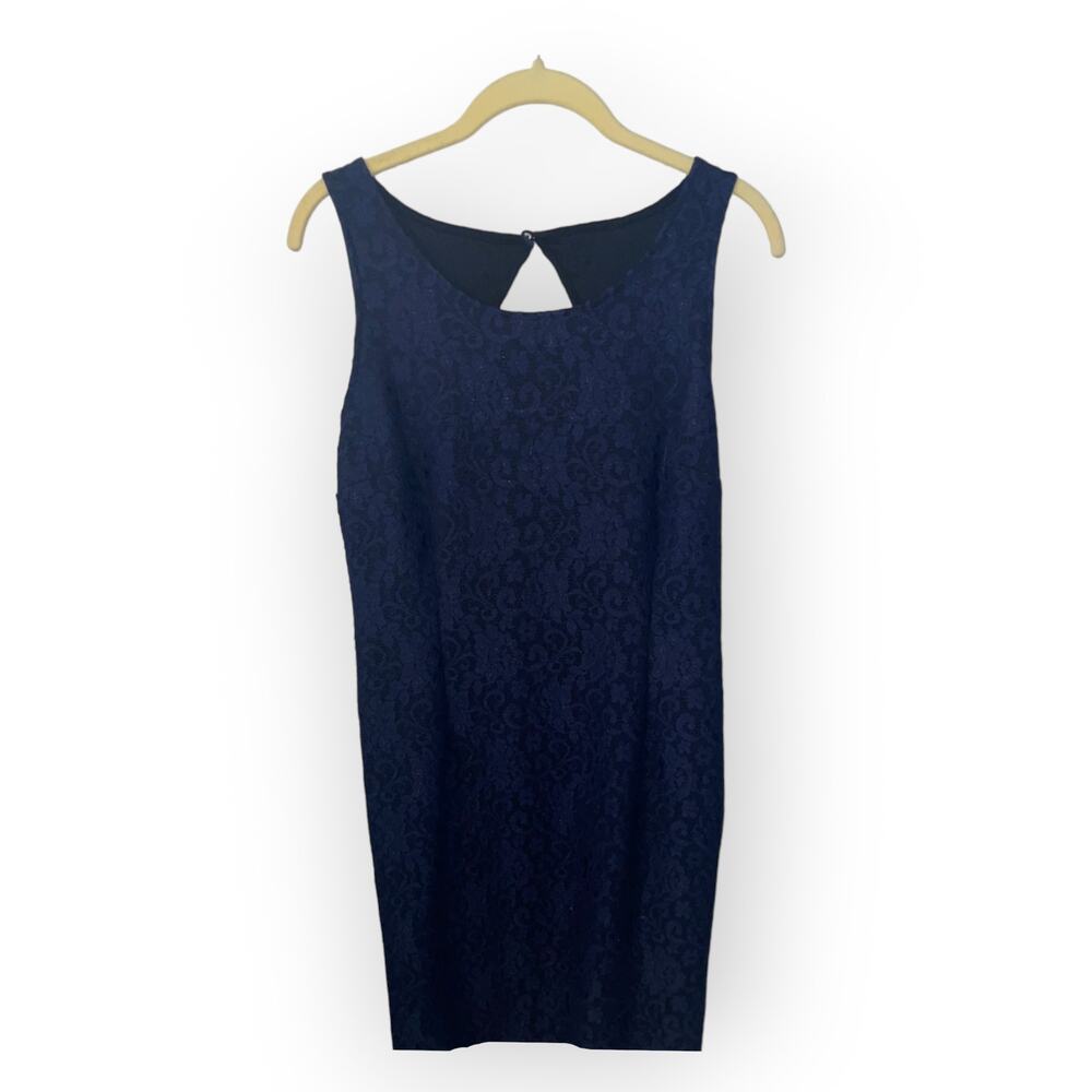 Jennifer Lopez Navy blue lacy sleeveless dress Sz 12